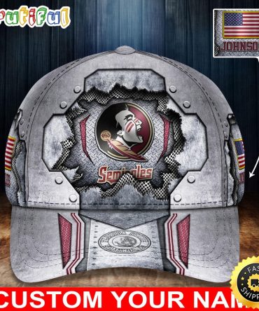 Ncaa Florida State Seminoles Baseball Cap Silver Metalic Pattern Baseball Cap