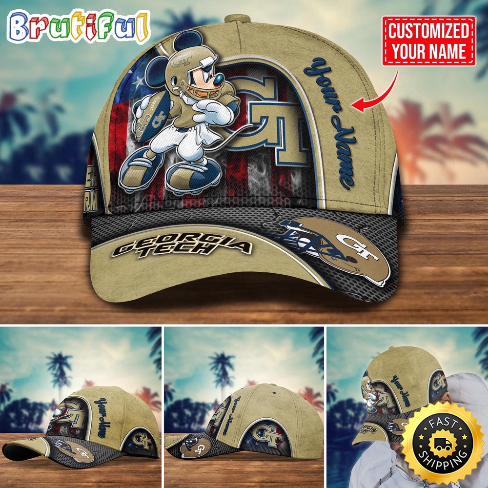 Ncaa Georgia Tech Yellow Jackets Baseball Cap Mickey Mouse Custom Cap For Fans