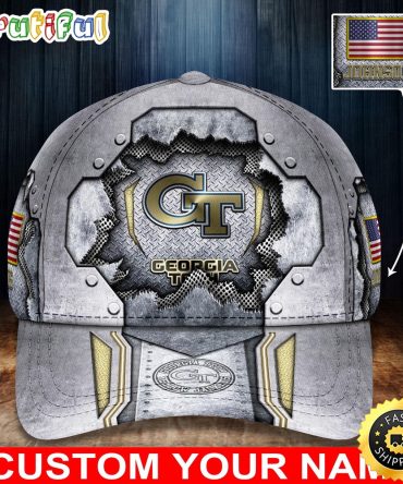 Ncaa Georgia Tech Yellow Jackets Baseball Cap Silver Metalic Pattern Baseball Cap