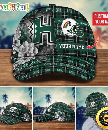 Ncaa Hawaii Rainbow Warriors Baseball Cap Flower Custom Name Cap