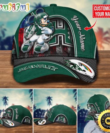 Ncaa Hawaii Rainbow Warriors Baseball Cap Mickey Mouse Custom Cap For Fans