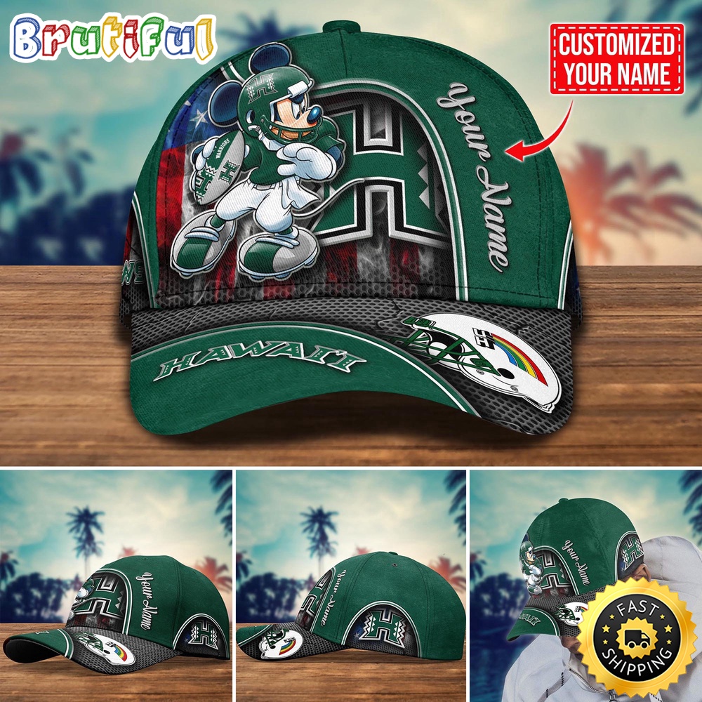 Ncaa Hawaii Rainbow Warriors Baseball Cap Mickey Mouse Custom Cap For Fans