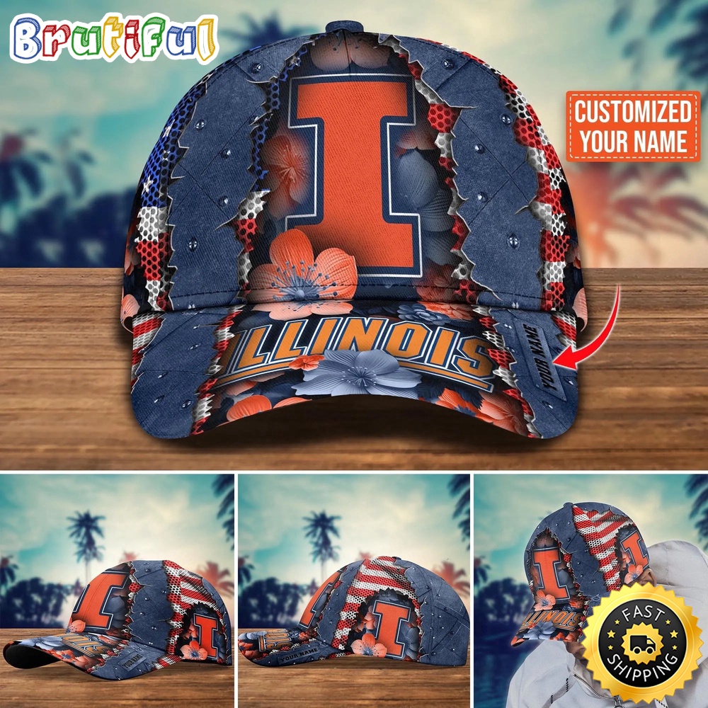 Ncaa Illinois Fighting Illini Baseball Cap Custom Cap For Fans