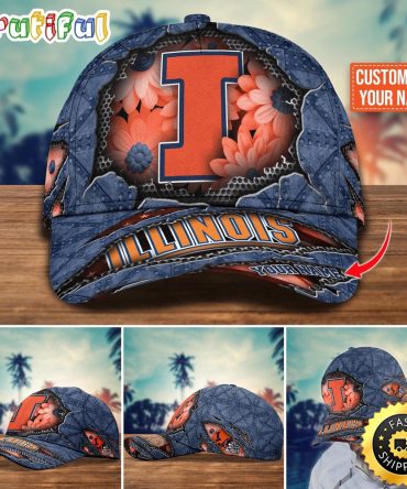 Ncaa Illinois Fighting Illini Baseball Cap Custom Cap Trending