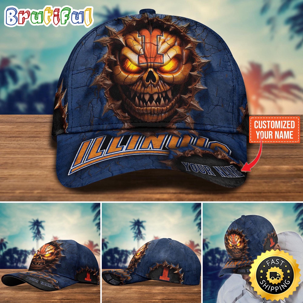 Ncaa Illinois Fighting Illini Baseball Cap Halloween Custom Cap For This Season