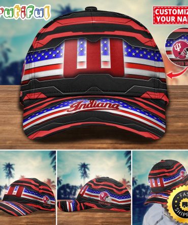 Ncaa Indiana Hoosiers Baseball Cap Flag Custom Name Cap