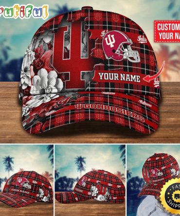 Ncaa Indiana Hoosiers Baseball Cap Flower Custom Name Cap