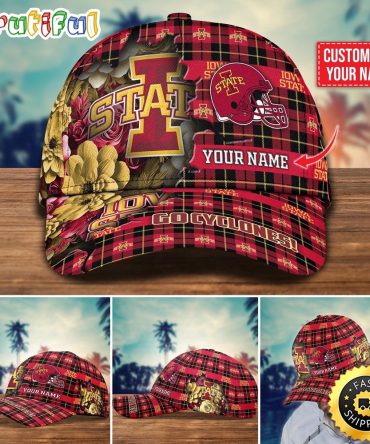 Ncaa Iowa State Cyclones Baseball Cap Flower Custom Name Cap
