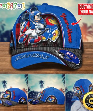 Ncaa Kansas Jayhawks Baseball Cap Mickey Mouse Custom Cap For Fans