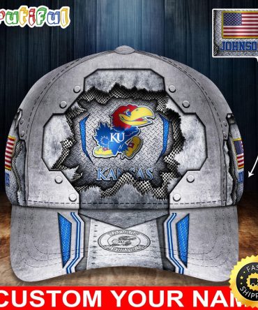 Ncaa Kansas Jayhawks Baseball Cap Silver Metalic Pattern Baseball Cap