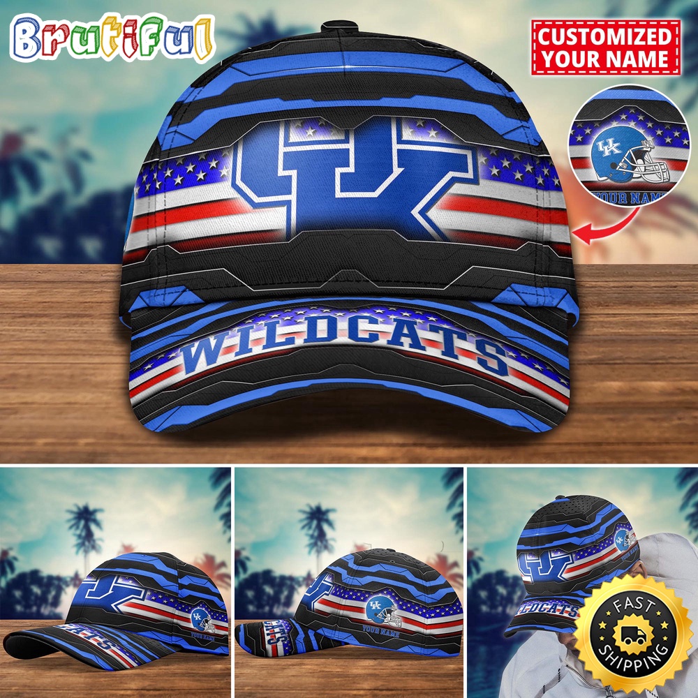 Ncaa Kentucky Wildcats Baseball Cap Flag Custom Name Cap
