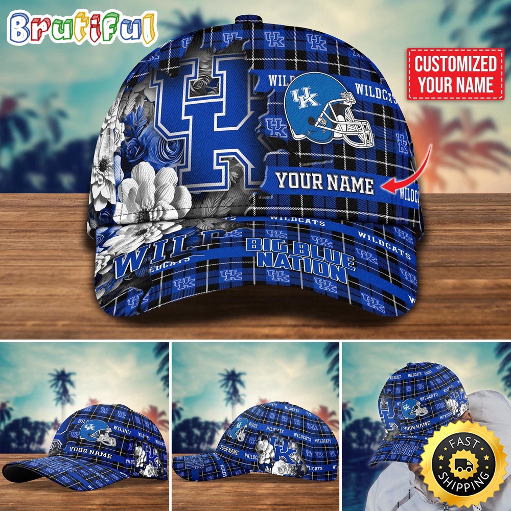 Ncaa Kentucky Wildcats Baseball Cap Flower Custom Name Cap
