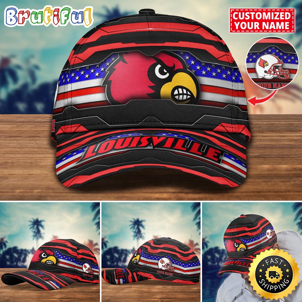 Ncaa Louisville Cardinals Baseball Cap Flag Custom Name Cap