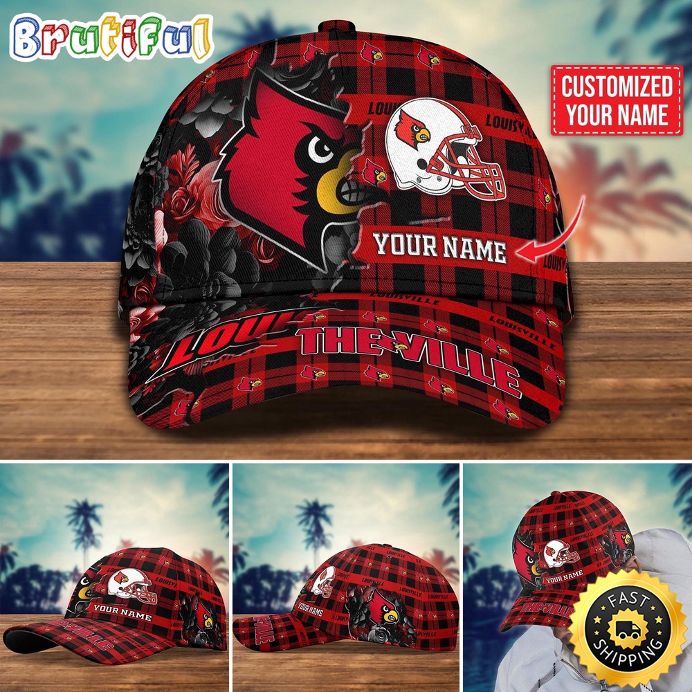 Ncaa Louisville Cardinals Baseball Cap Flower Custom Name Cap