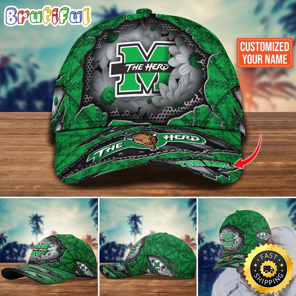 Ncaa Marshall Thundering Herd Baseball Cap Custom Cap Trending