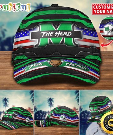 Ncaa Marshall Thundering Herd Baseball Cap Flag Custom Name Cap