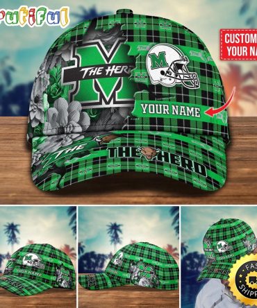 Ncaa Marshall Thundering Herd Baseball Cap Flower Custom Name Cap