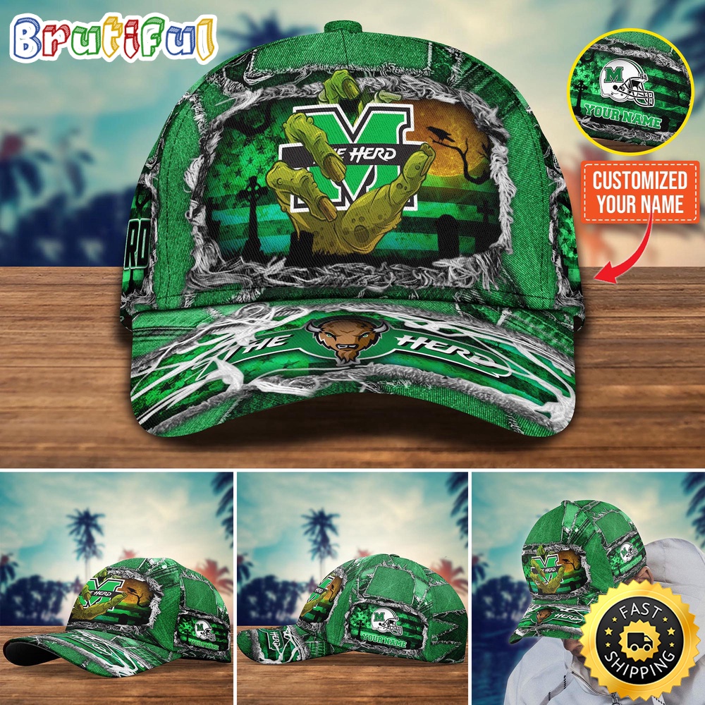 Ncaa Marshall Thundering Herd Baseball Cap Halloween Custom Name Cap