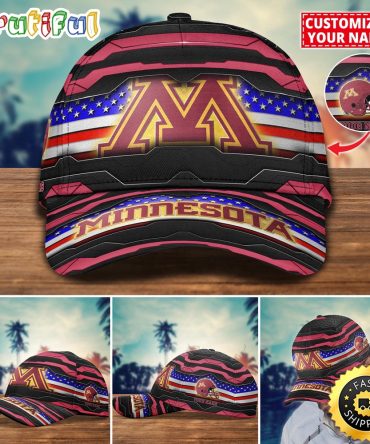 Ncaa Minnesota Golden Gophers Baseball Cap Flag Custom Name Cap