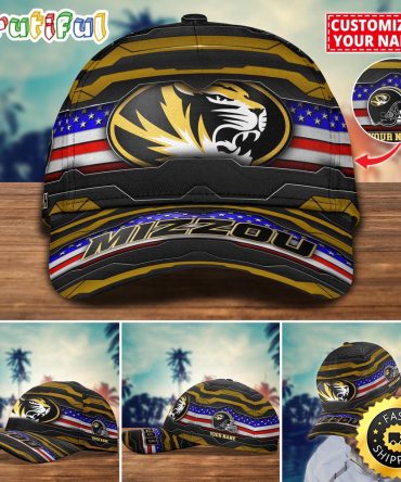 Ncaa Missouri Tigers Baseball Cap Flag Custom Name Cap
