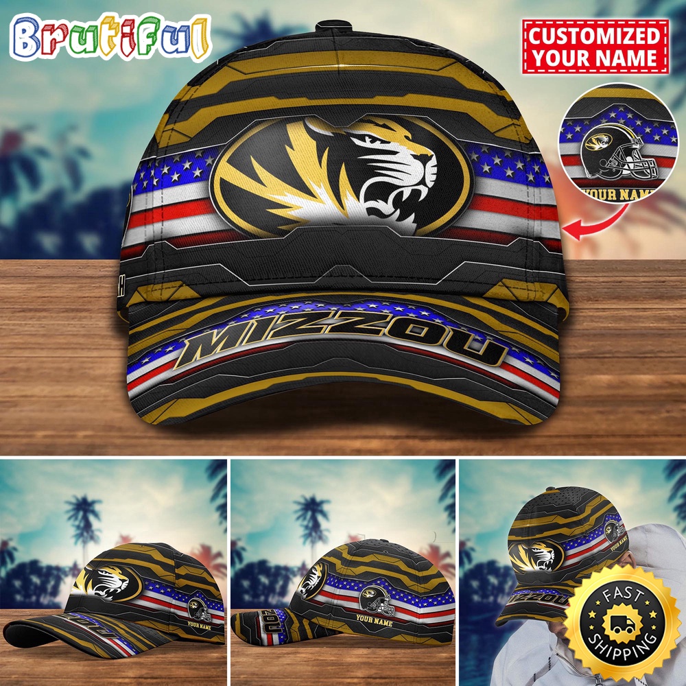 Ncaa Missouri Tigers Baseball Cap Flag Custom Name Cap