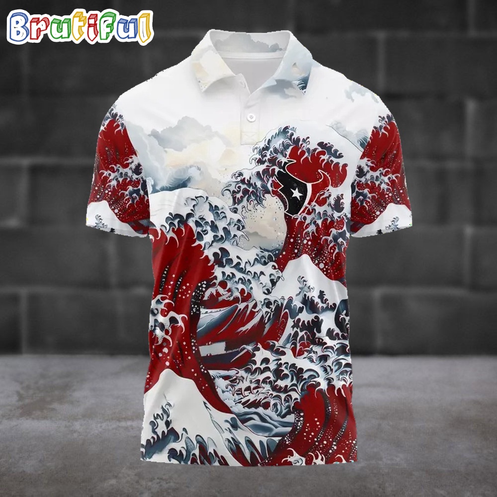 Nfl Houston Texans Football Great Wave Polo Shirt