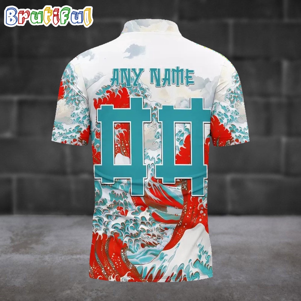 Nfl Miami Dolphins Football Great Wave Polo Shirt - Image 2
