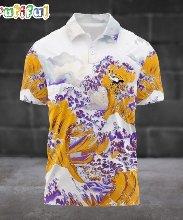 Nfl Minnesota Vikings Football Great Wave Polo Shirt