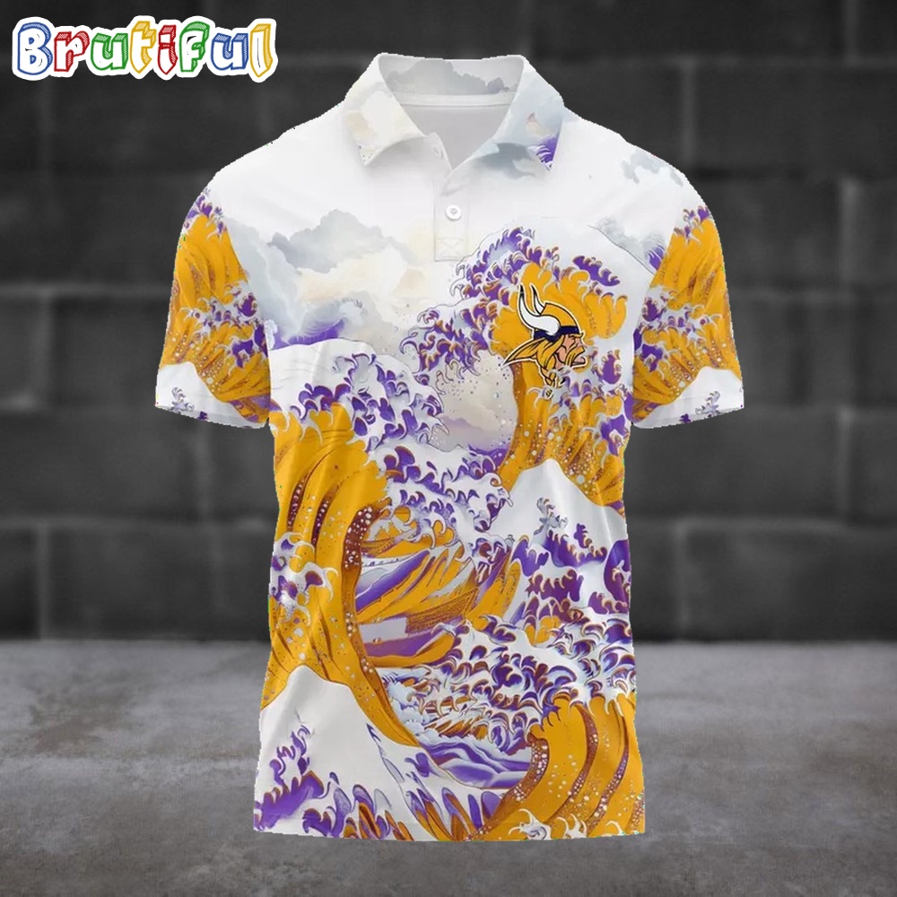 Nfl Minnesota Vikings Football Great Wave Polo Shirt