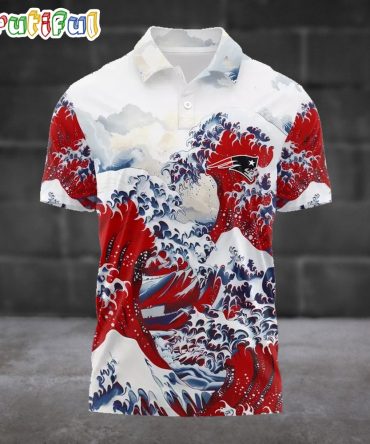 Nfl New England Patriots Football Great Wave Polo Shirt