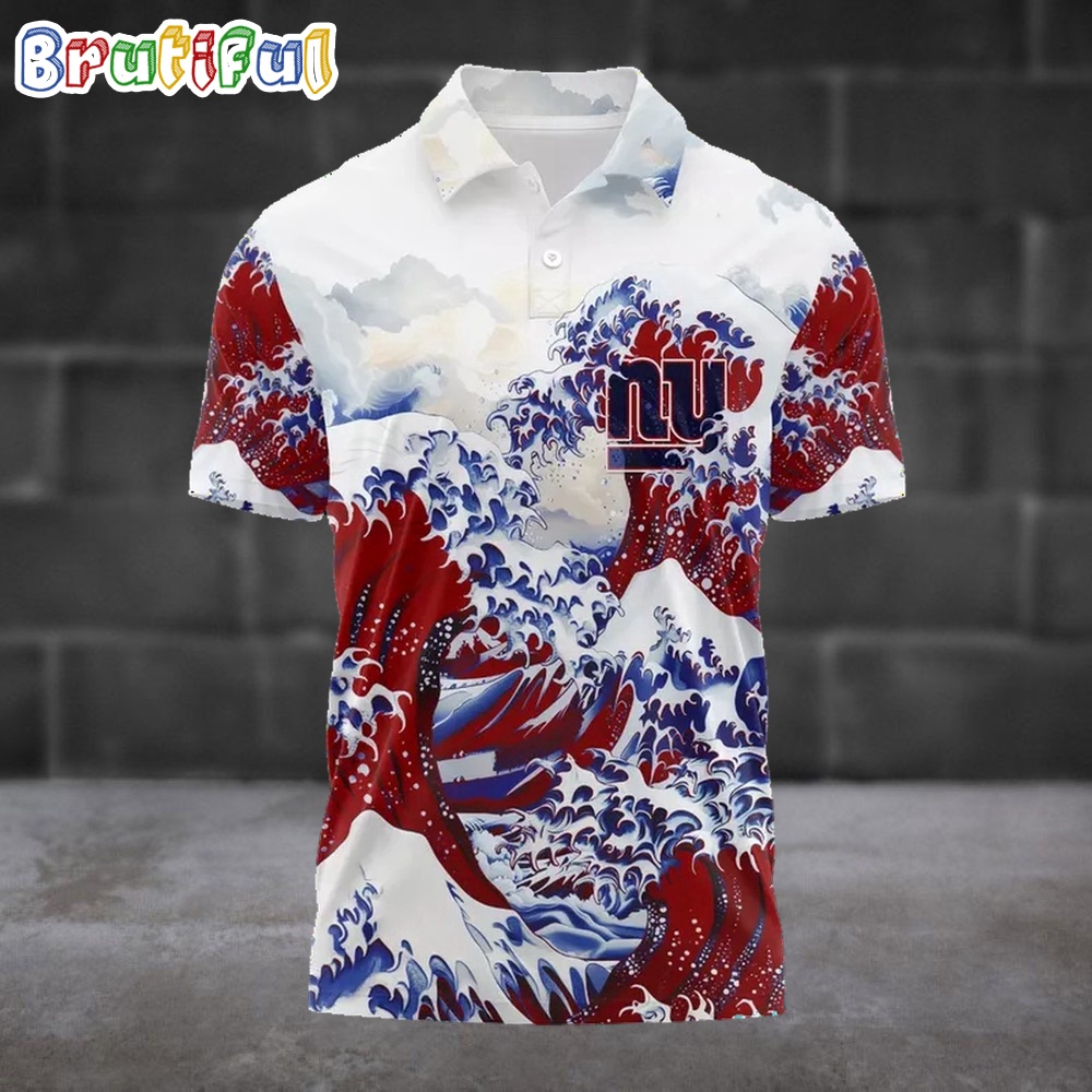 Nfl New York Giants Football Great Wave Polo Shirt