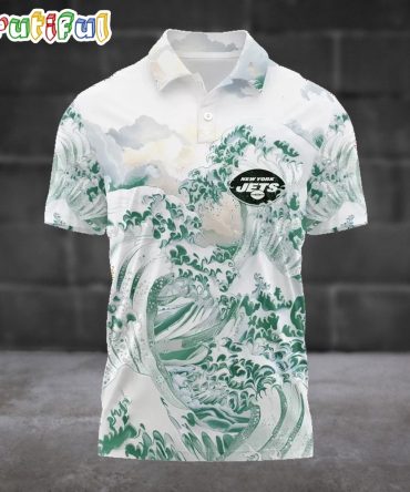 Nfl New York Jets Football Great Wave Polo Shirt