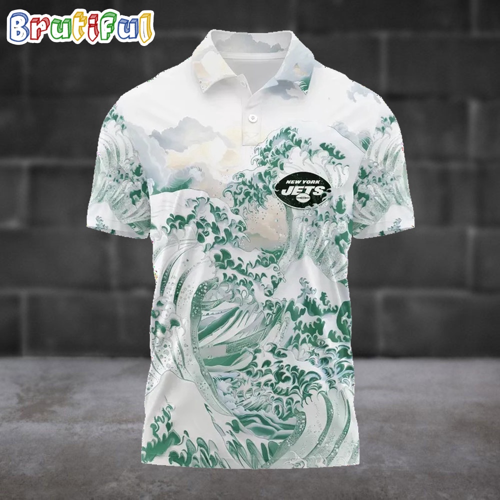 Nfl New York Jets Football Great Wave Polo Shirt