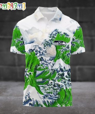 Nfl Seattle Seahawks Football Great Wave Polo Shirt