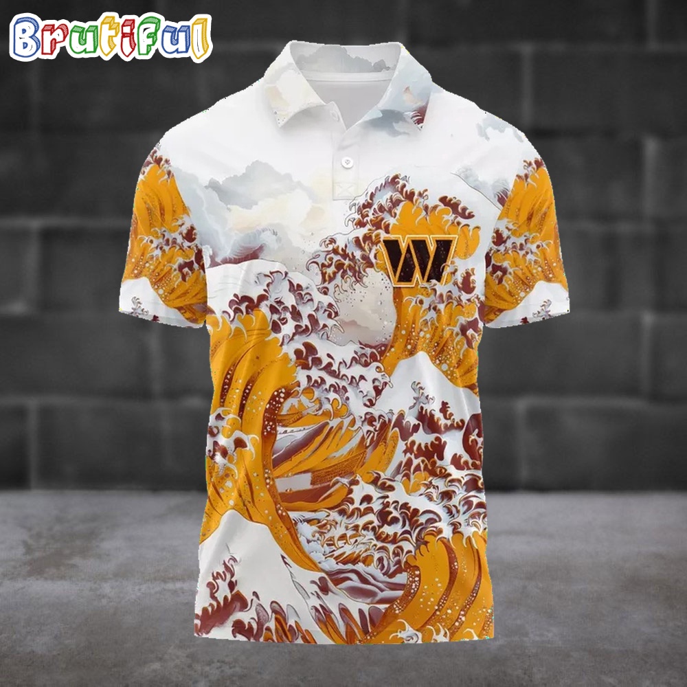 Nfl Washington Commanders Football Great Wave Polo Shirt