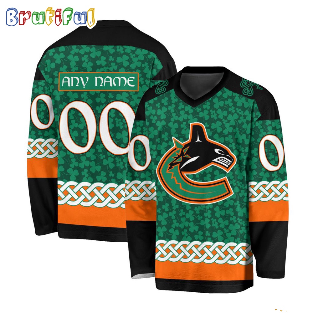 Nhl Vancouver Canucks Jersey Special St.Patrick'S Day Design Hockey Jersey