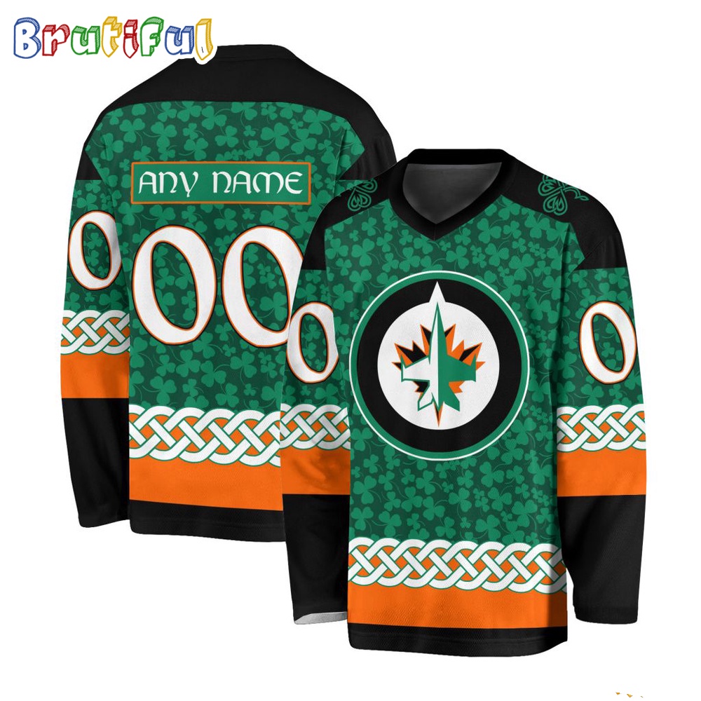 Nhl Winnipeg Jets Jersey Special St.Patrick'S Day Design Hockey Jersey