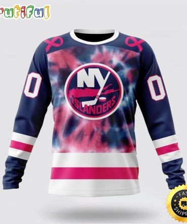 Personalized Nhl New York Islanders Crewneck Sweatshirt Special Pink October Fight Breast Cancer Gift For Man And Women