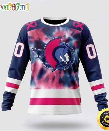 Personalized Nhl Ottawa Senators Crewneck Sweatshirt Special Pink October Fight Breast Cancer Gift For Man And Women