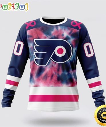 Personalized Nhl Philadelphia Flyers Crewneck Sweatshirt Special Pink October Fight Breast Cancer Gift For Man And Women