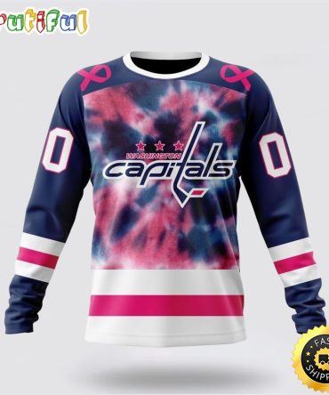 Personalized Nhl Washington Capitals Crewneck Sweatshirt Special Pink October Fight Breast Cancer Gift For Man And Women