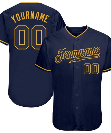 Custom Navy Navy-Gold Authentic Baseball Jersey