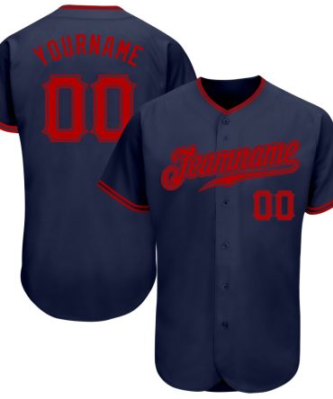 Custom Navy Red Authentic Baseball Jersey