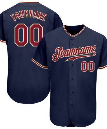 Custom Navy Crimson-City Cream Authentic Baseball Jersey