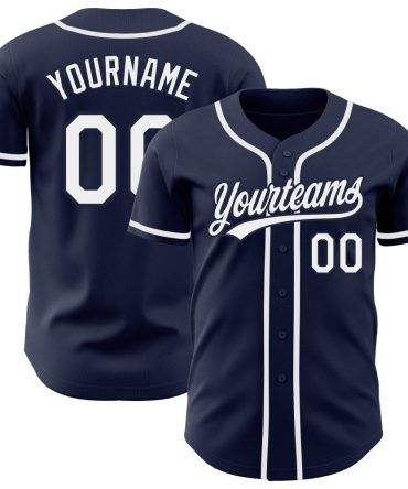 Custom Navy White Authentic Baseball Jersey