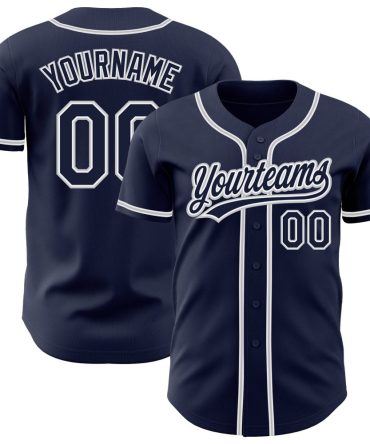 Custom Navy Navy-Gray Authentic Baseball Jersey