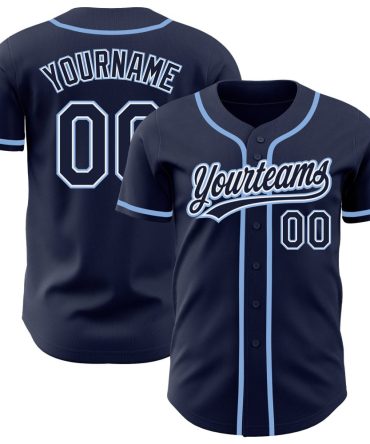 Custom Navy Navy-Light Blue Authentic Baseball Jersey