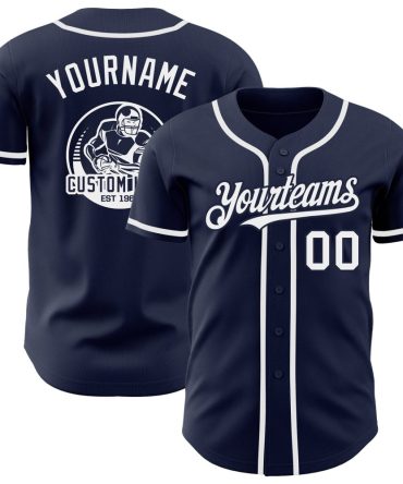 Custom Navy White Authentic Baseball Jersey