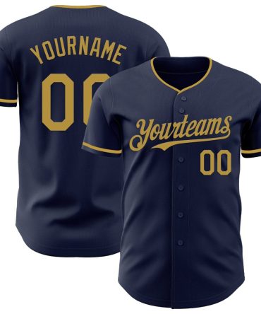 Custom Navy Old Gold Authentic Baseball Jersey