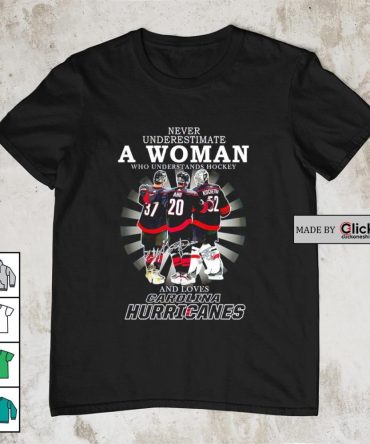 Never Underestimate A Woman Who Understands Hockey And Loves Carolina Hurricanes Signatures Shirt